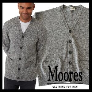 Vintage Moore's Gray V-Neck Button Grandpa Cardigan Sweater (XL)